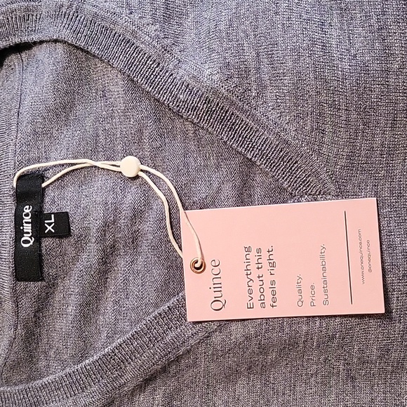 Quince Merino Wool V-Neck Sweater Long Sleeve Gray - SIZE M - Picture 5 of 6
